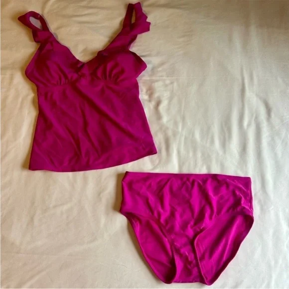 DKNY Magenta Tankini Swim Set – Size Medium (NWOT) - Picture 8 of 8